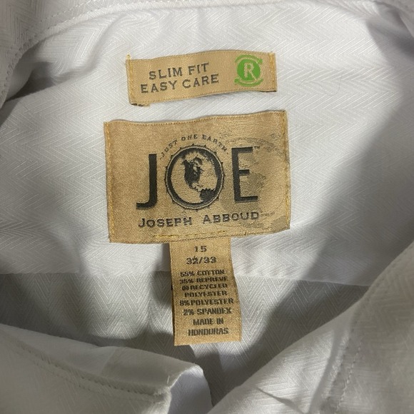 JOE Joseph Abboud Slim Fit Tweed Long Sleeve Button Down Shirt White Size 15 - Picture 2 of 4